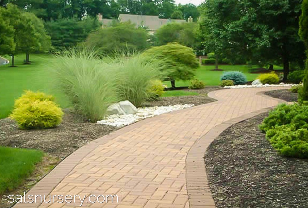 Walkway with natural colored pavers