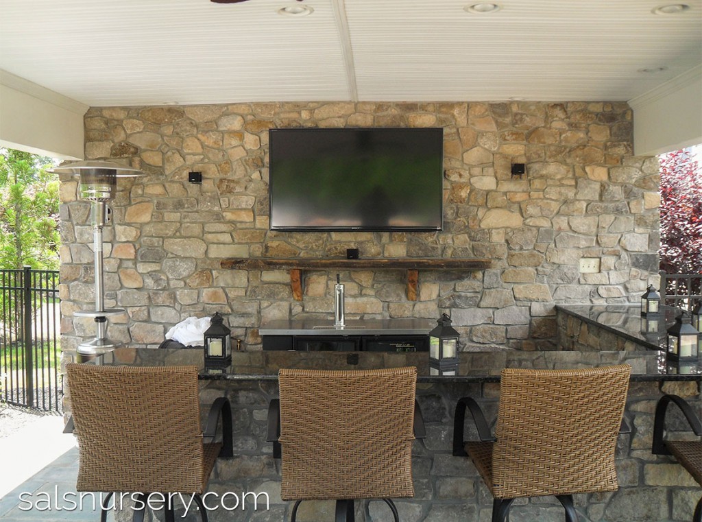 Outdoor Bar with countertop and TV