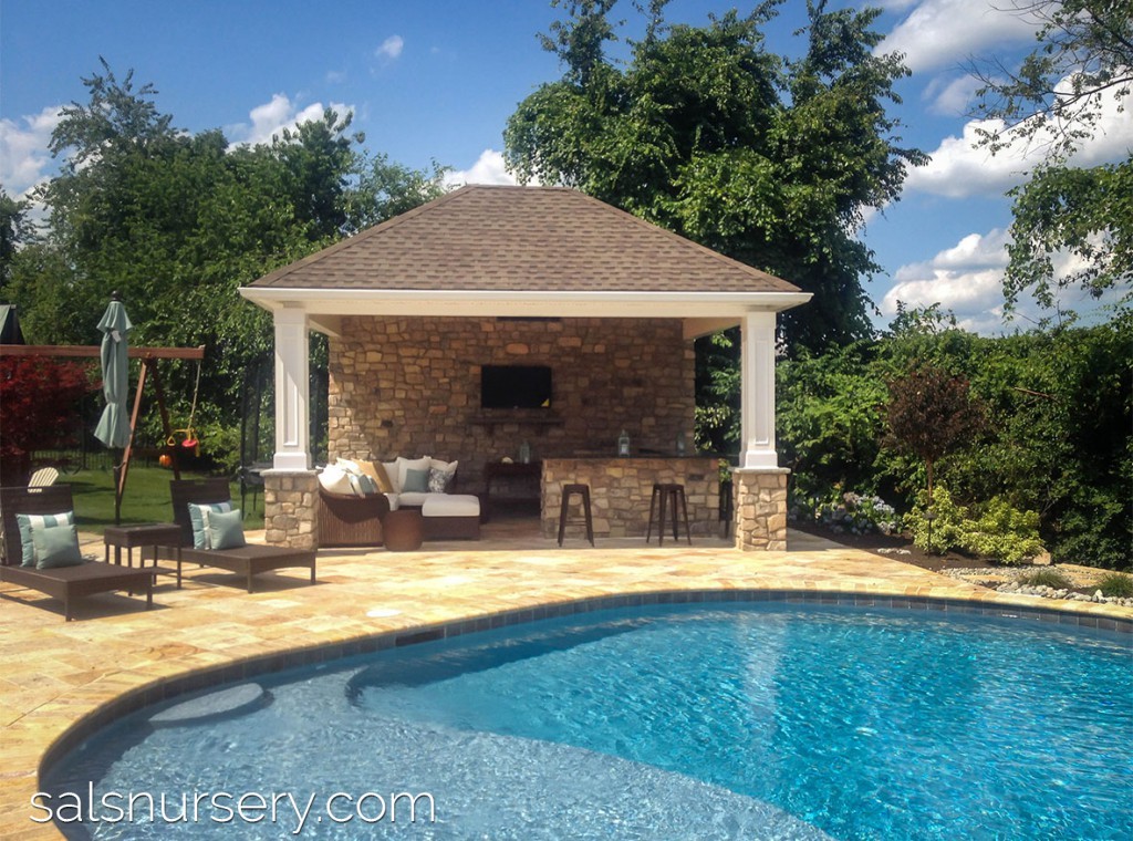 Pool Patio with covered stone bar area