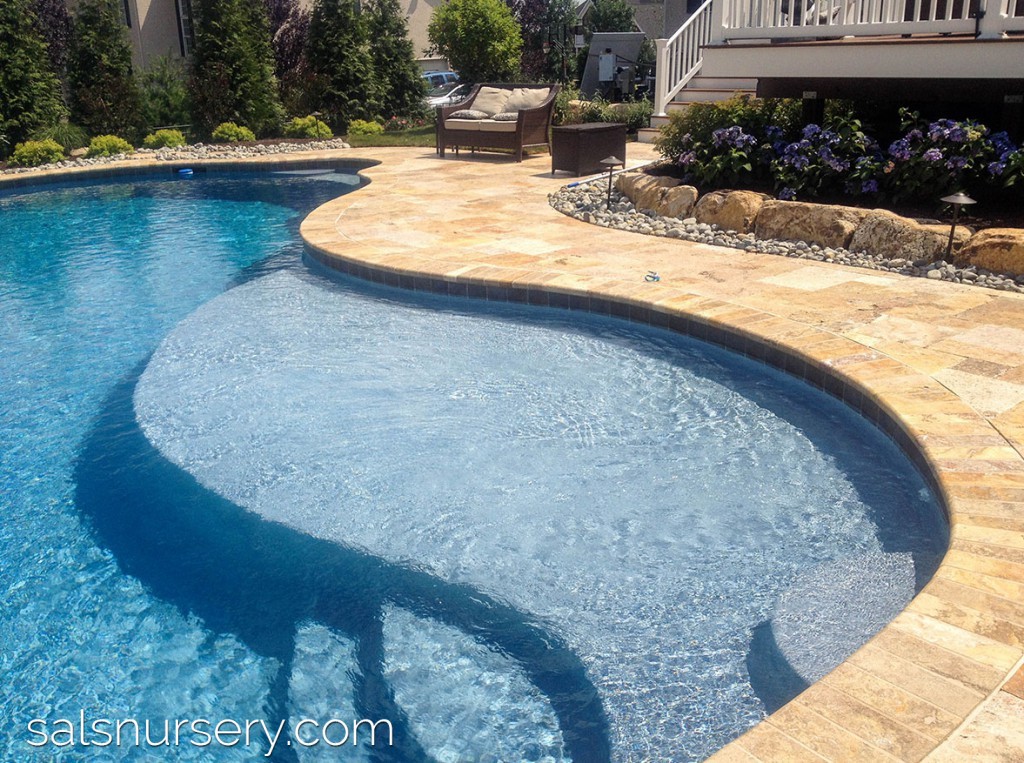 Pool with large entry steps and sitting area