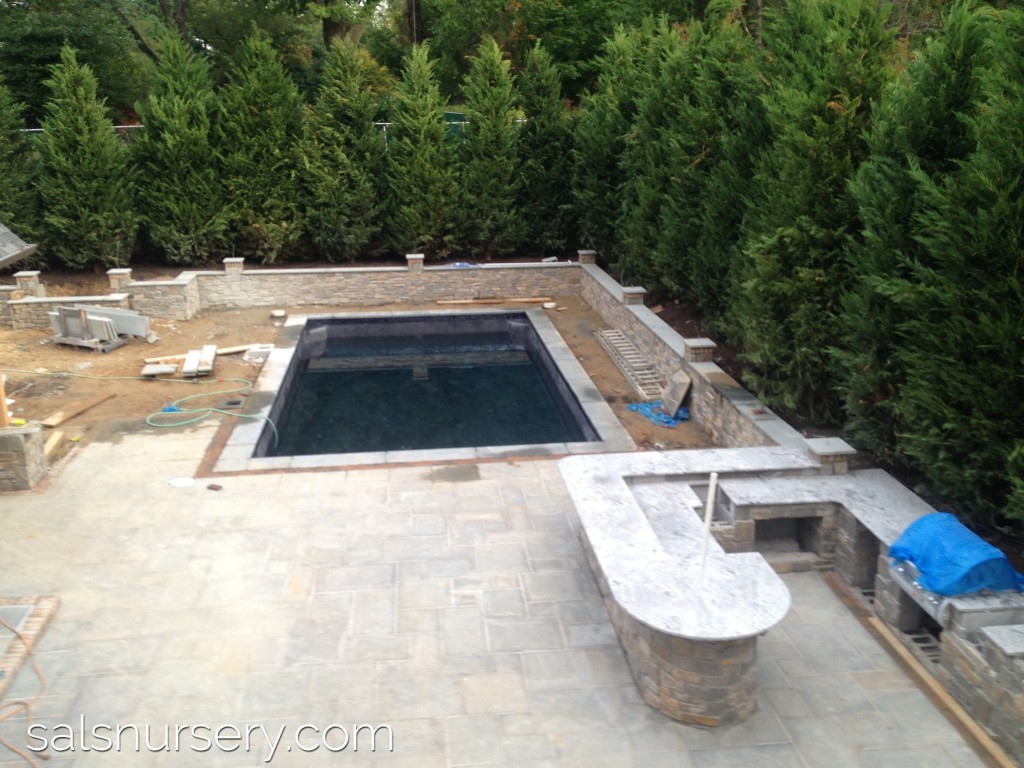 Construction of in ground pool and outdoor kitchen