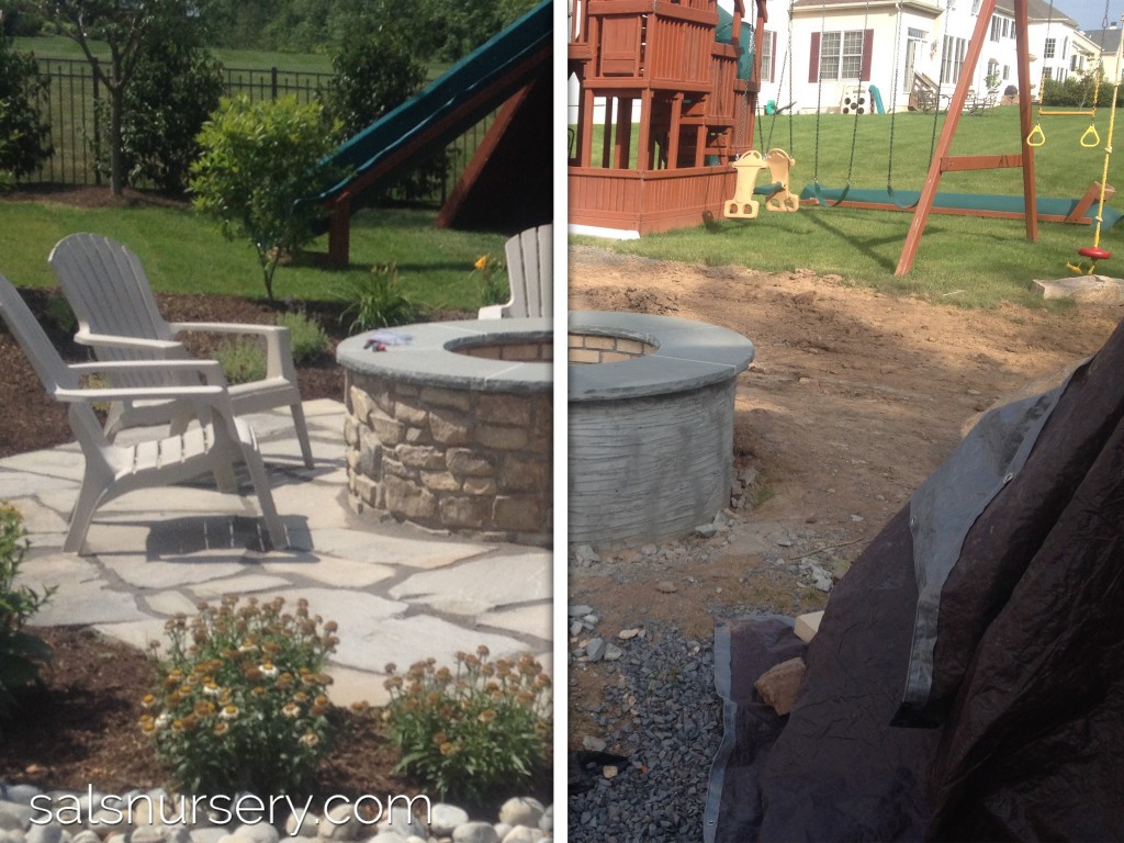 Before and After comparison of a fire pit