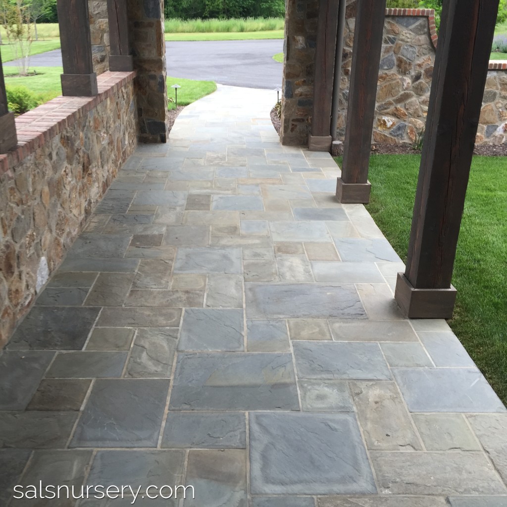 Covered walkway with mason stones